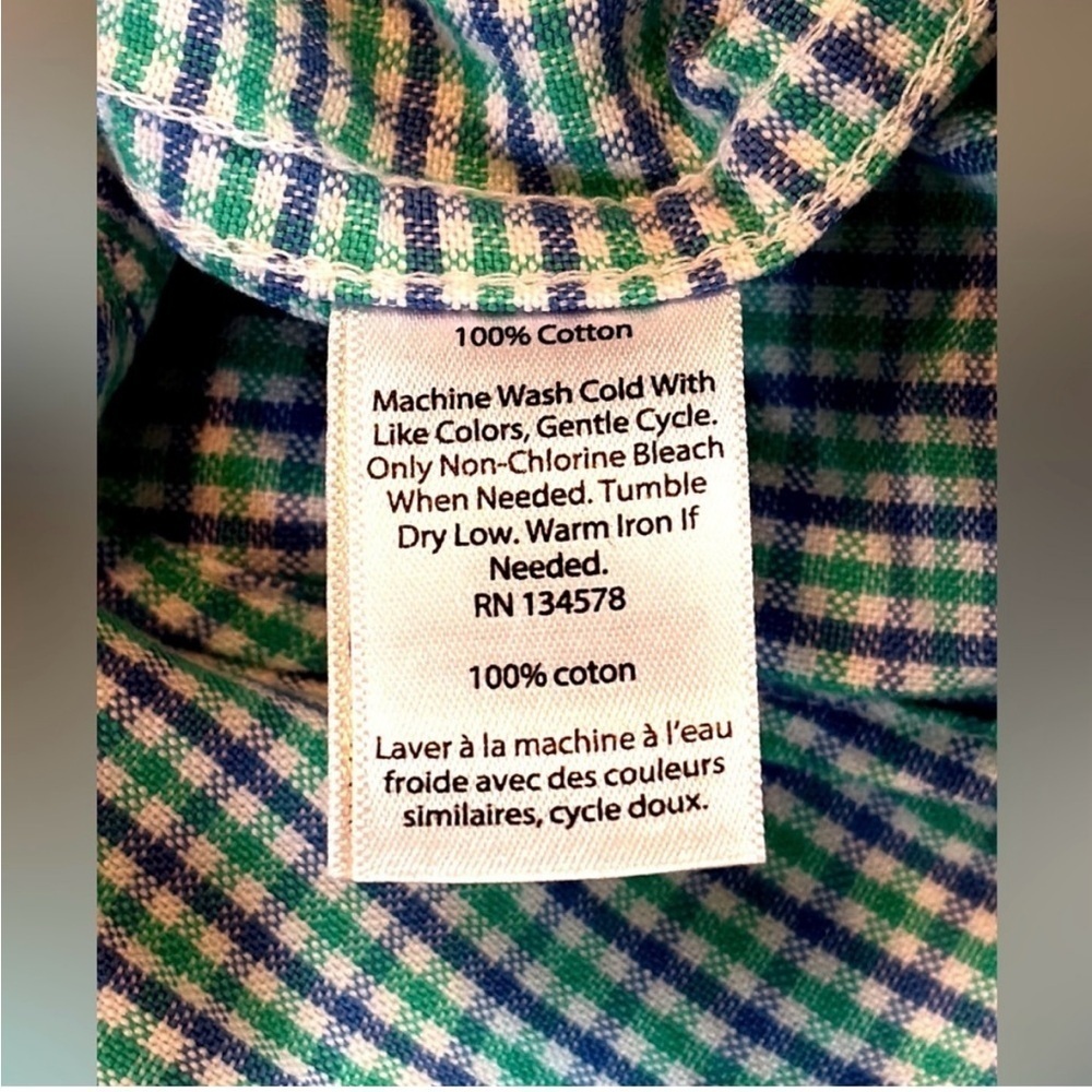 NWT Vineyard Bell Haven Plaid Oxford Boy's Size 16 in Capri Blue - Picture 3 of 6